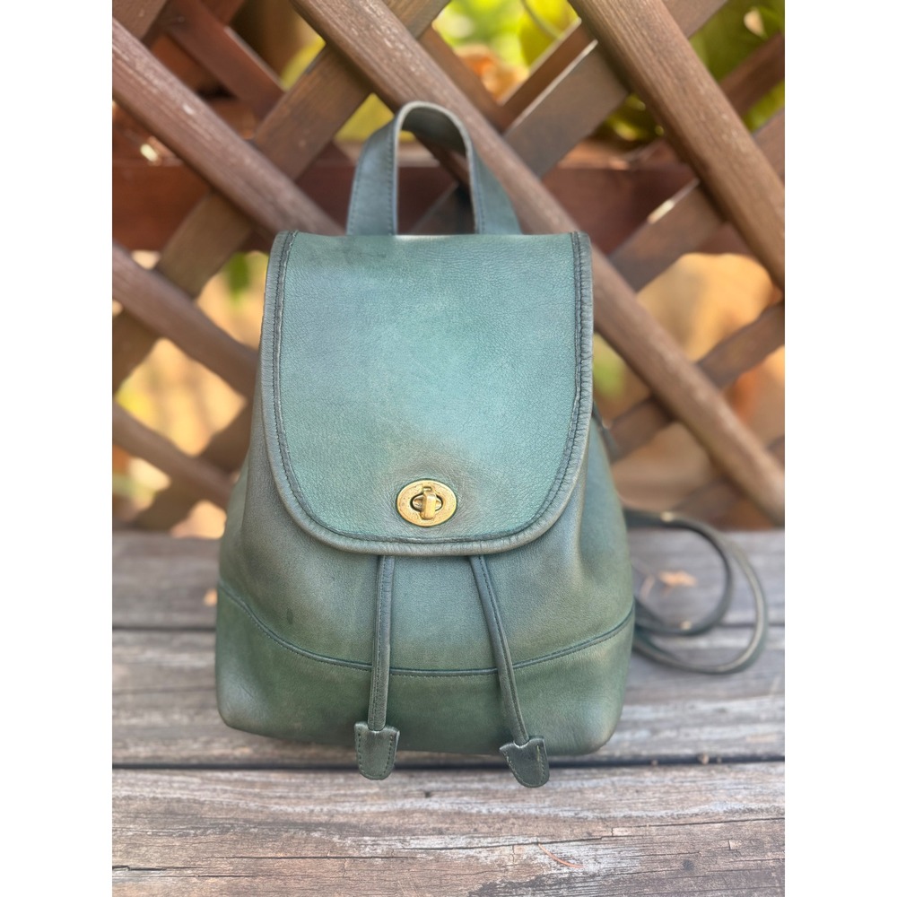 Coach Vintage Bottle Green Daypack Backpack 9960‎ Leather